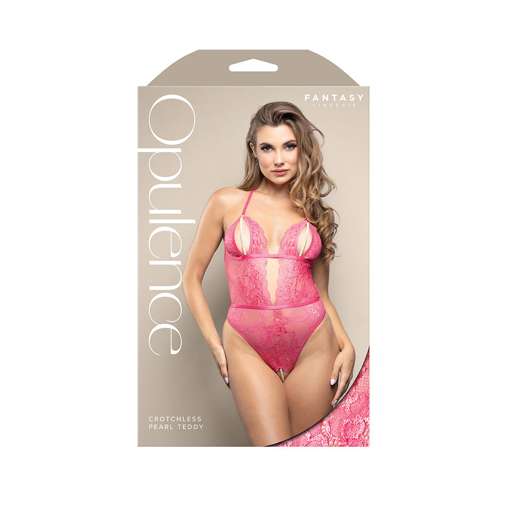 Opulence Split Cup Teddy with Pearl String - S/M